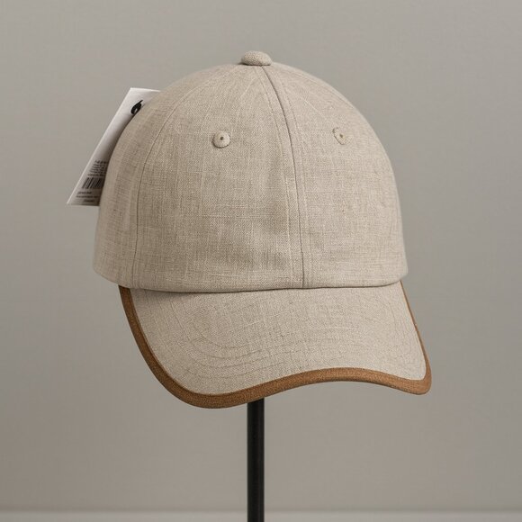 Sonoma Cream Linen Blend Cap w/ Brown Trim / Adjustable NWT - Picture 1 of 8
